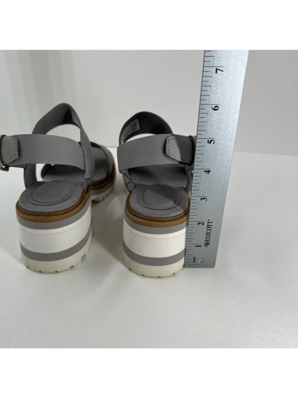 Timberland Violet Marsh 2-Band Sandals Womens 8.5 Nubuck Leather Block Heel Gray - Picture 10 of 13